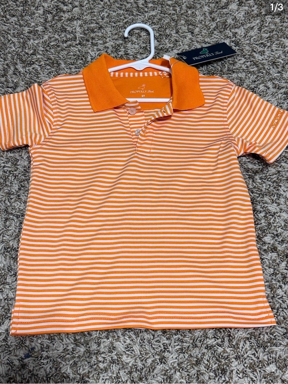 Properly Tied boys Orange Striped Polo NWT